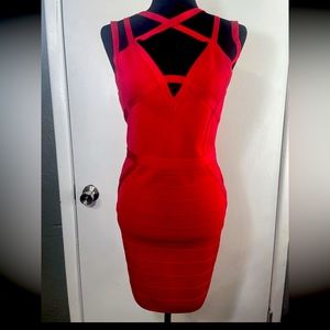 Guess Mirage Sleeveless Strappy Cutout Bodycon Bandage Dress Red Large NWT